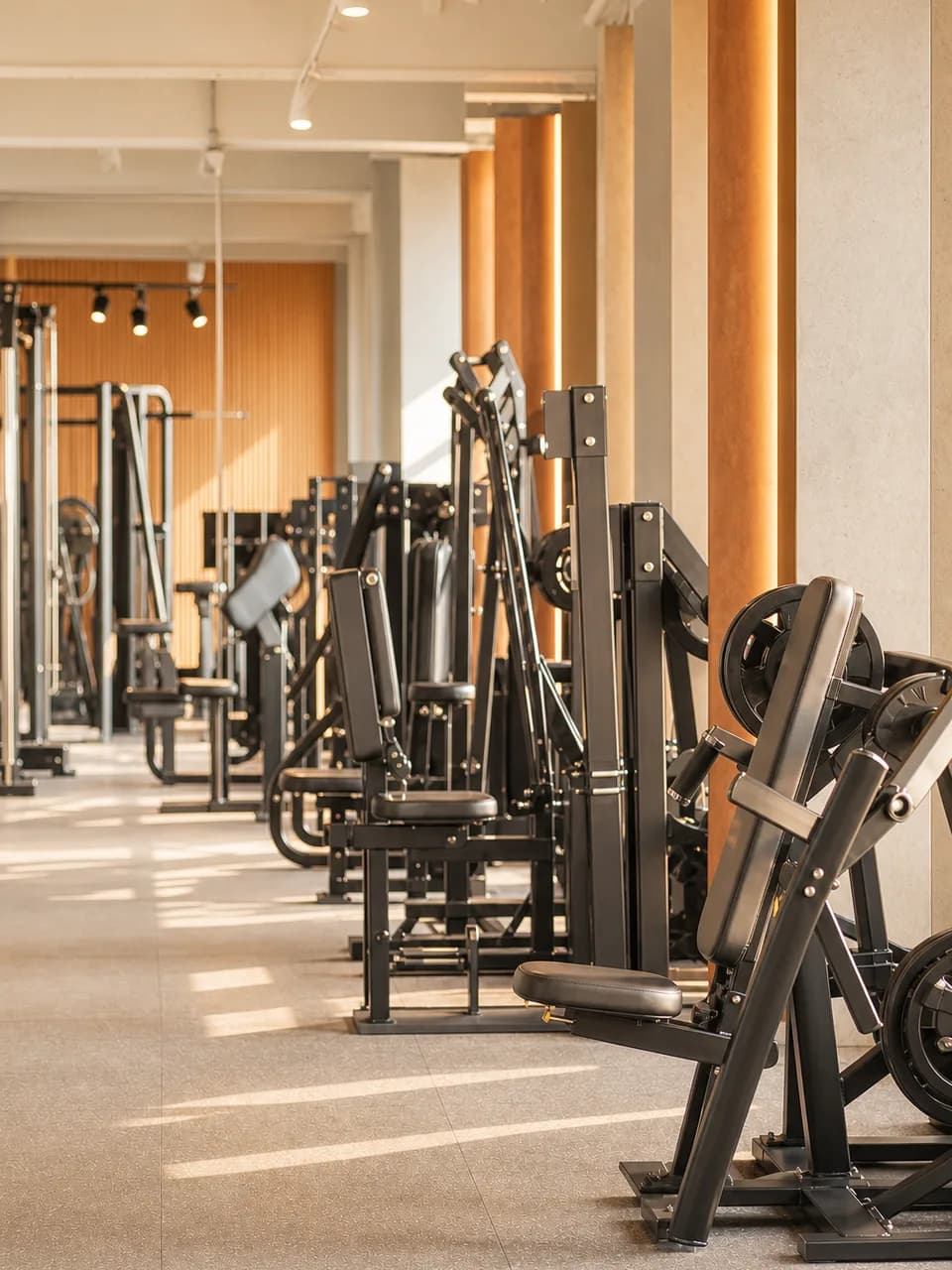 Fitnessstudio mit Profigeräten und großer Trainingsfläche